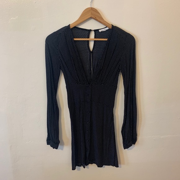 Polka Dot Deep V Neck Dress (S) - Picture 4 of 10